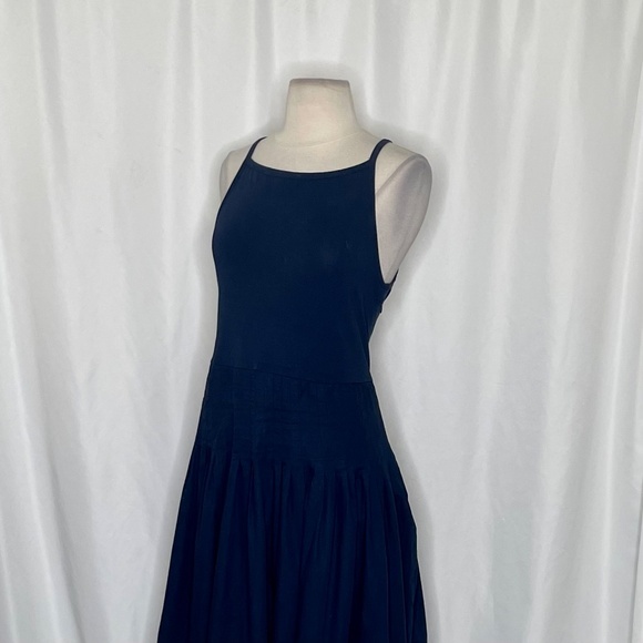 NWT! J. CREW Pintuck Mixy Tank Dress Solid Navy Blue Midi Pleated Preppy Medium - Picture 7 of 15